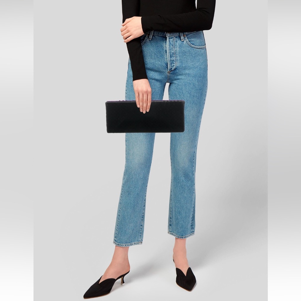 Helmut Lang Black Perforated Leather Clutch w/ Snaps for Strap (strap not inch)